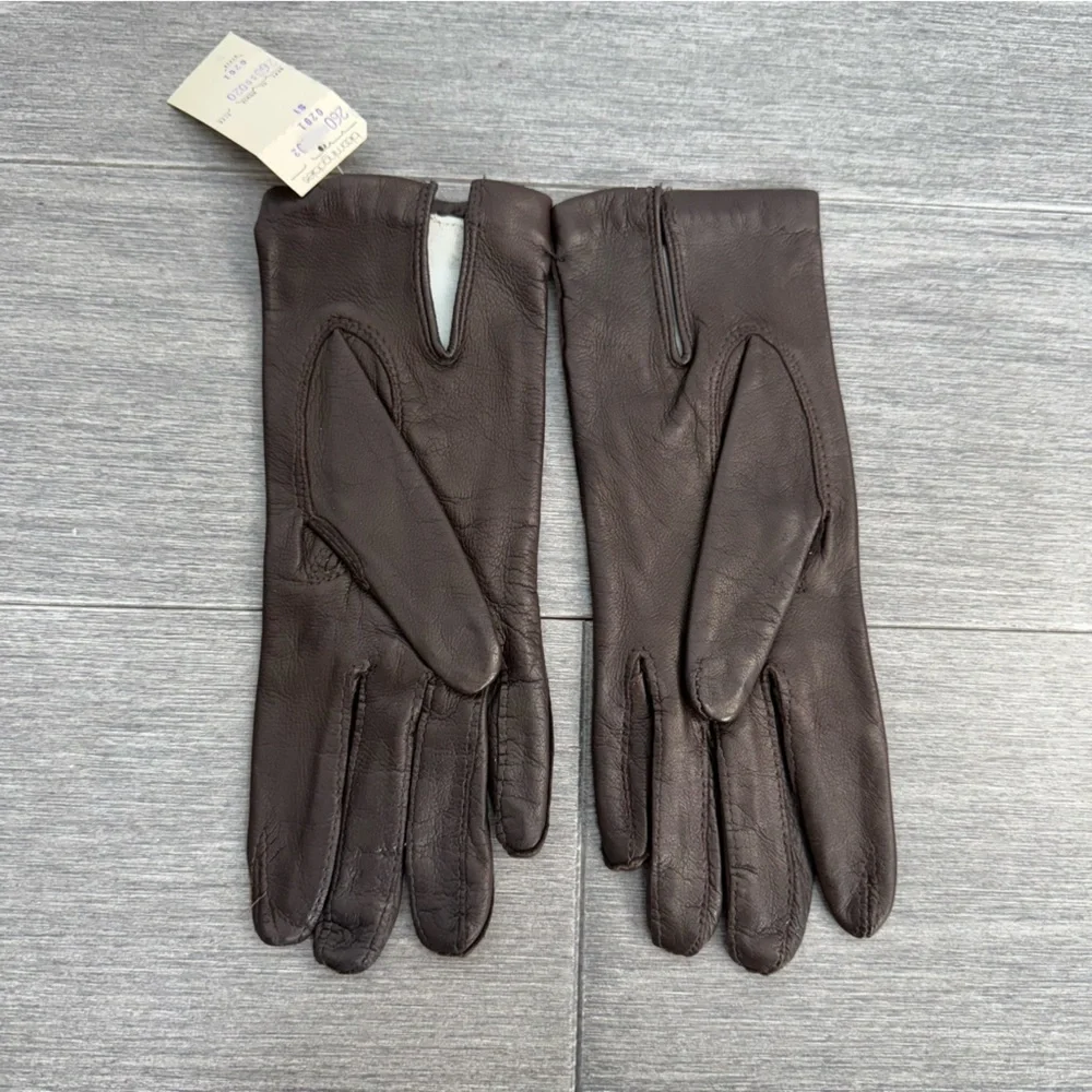 NWT Vintage Dead Stock Bloomingdale's Genuine Leather Gloves Chocolate Brown XS